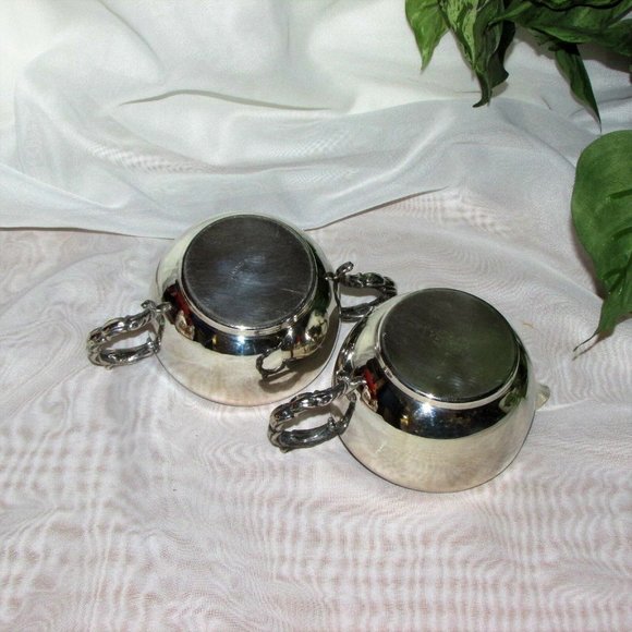 Vintage Silver Plate Creamer & Sugar Bowl Viking Canada - Picture 4 of 6